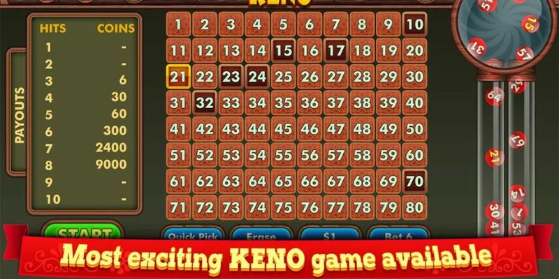 Hệ thống các cửa cược trong cách chơi Keno