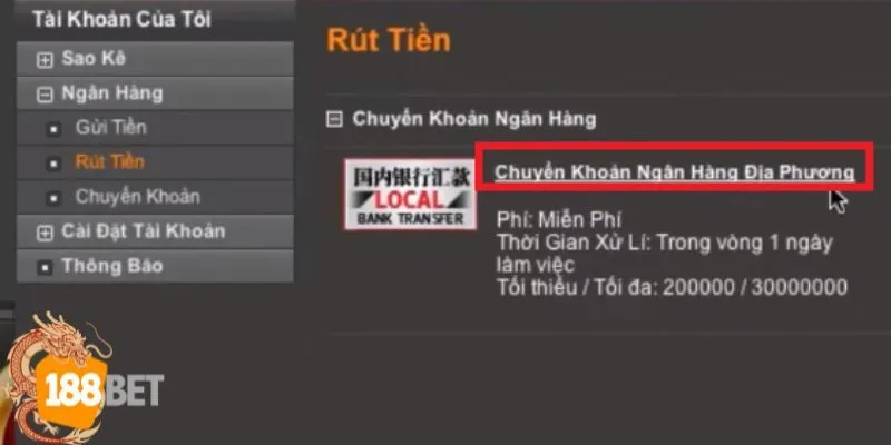 Lựa chọn cách thức rút tiền 188BET phù hợp